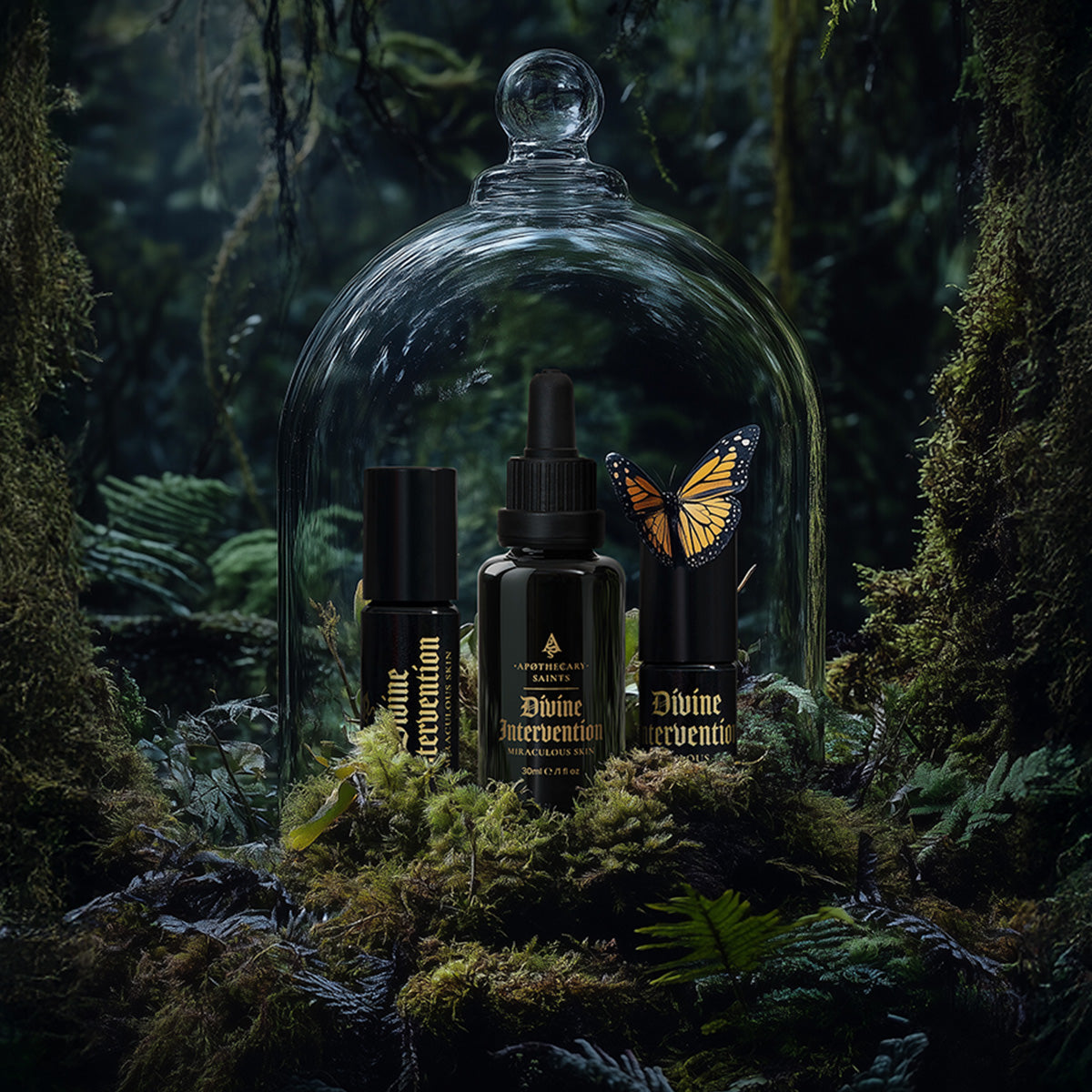 Divine Intervention face oil in a bell jar